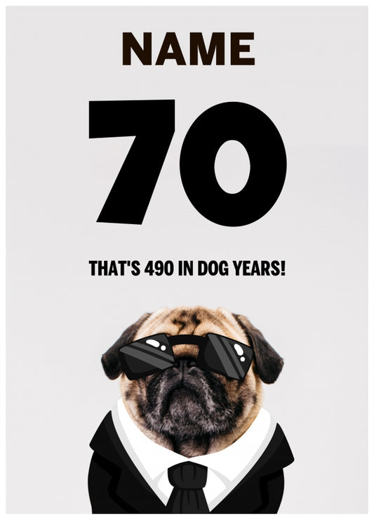 Happy 70th Birthday Card - 70 is 490 in Dog Years!