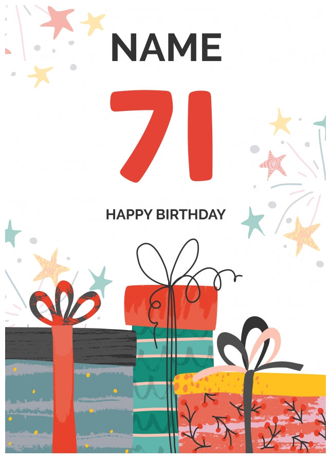 Happy 71st Birthday Card - Fun Presents Design