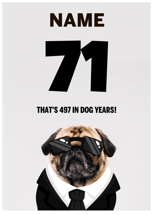 Happy 71st Birthday Card - 71 is 497 in Dog Years!