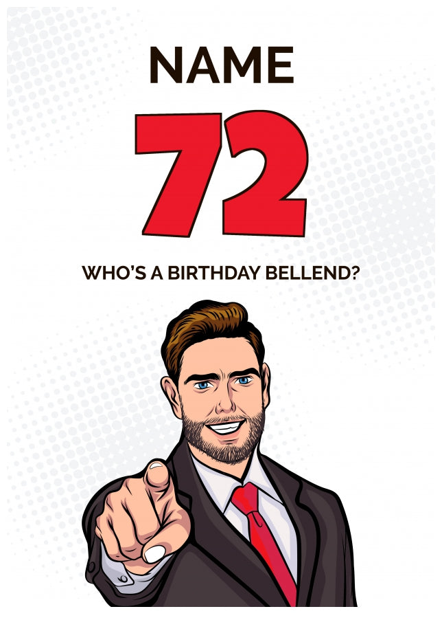 Happy 72nd Birthday Card - Who's a Birthday Bellend!