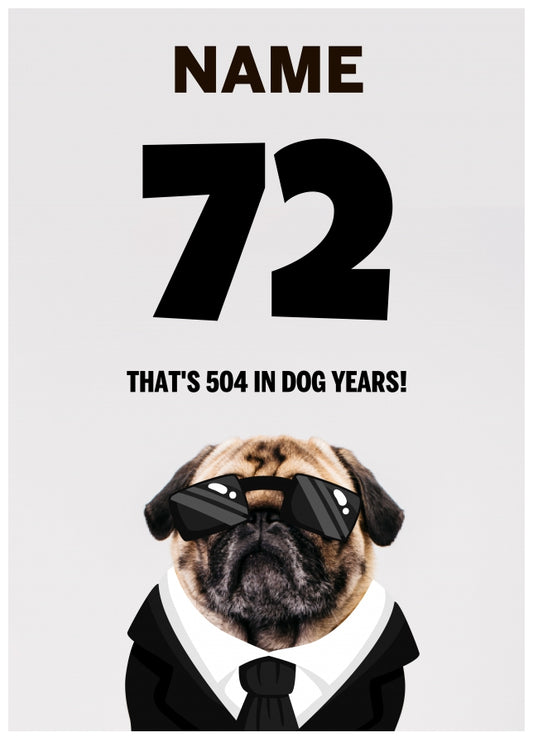 Happy 72nd Birthday Card - 72 is 504 in Dog Years!