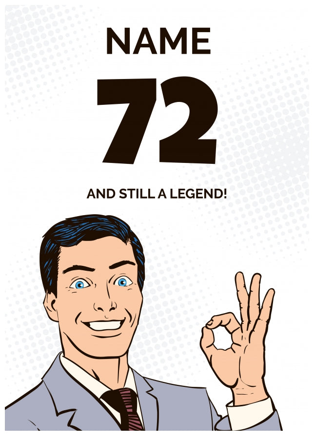 Happy 72nd Birthday Card - 72 and Still a Legend!