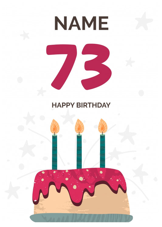 Happy 73rd Birthday Card - Fun Birthday Cake Design