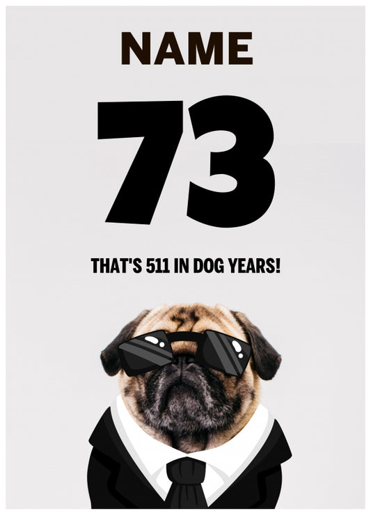 Happy 73rd Birthday Card - 73 is 511 in Dog Years!