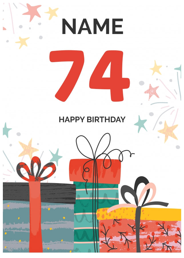 Happy 74th Birthday Card - Fun Presents Design