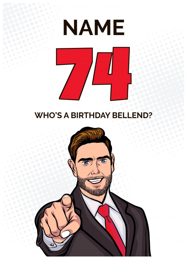 Happy 74th Birthday Card - Who's a Birthday Bellend!