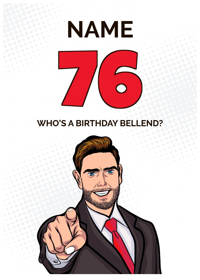 Happy 76th Birthday Card - Who's a Birthday Bellend!