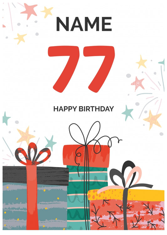 Happy 77th Birthday Card - Fun Presents Design