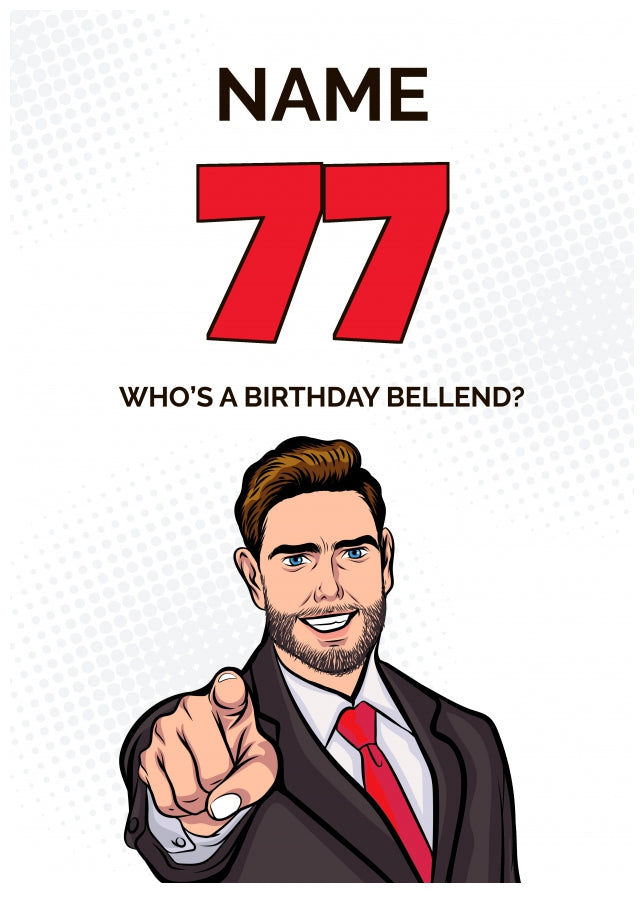 Happy 77th Birthday Card - Who's a Birthday Bellend!