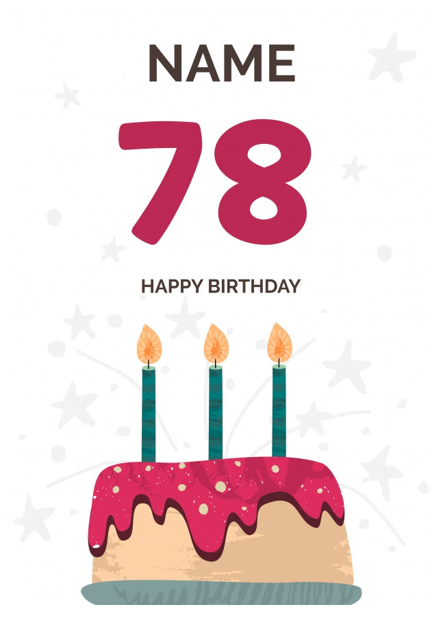 Happy 78th Birthday Card - Fun Birthday Cake Design