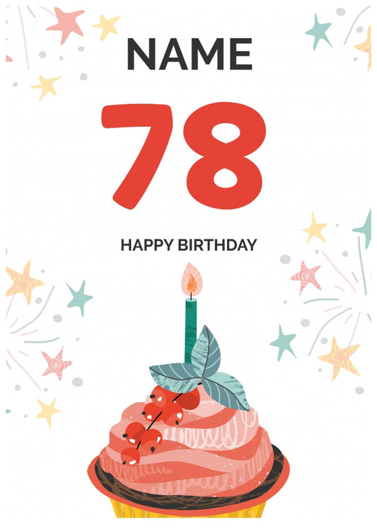 Happy 78th Birthday Card - Fun Cupcake Design