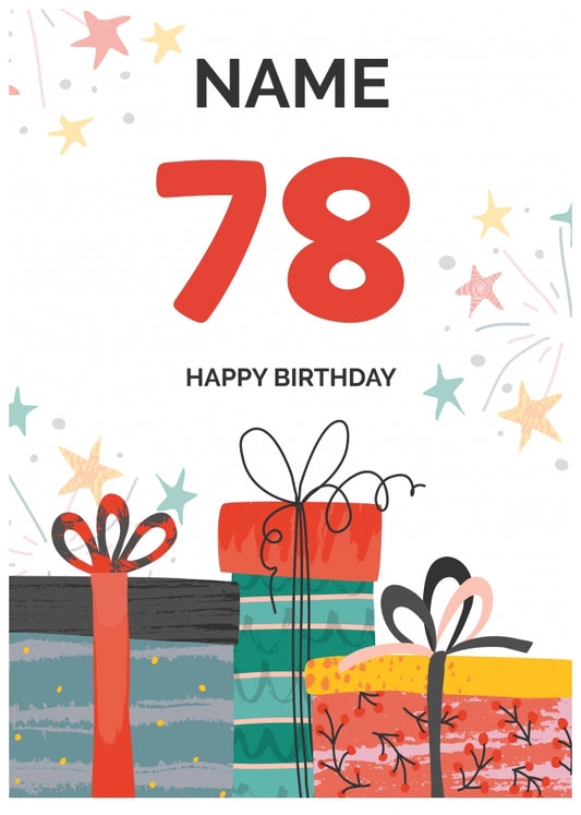 Happy 78th Birthday Card - Fun Presents Design