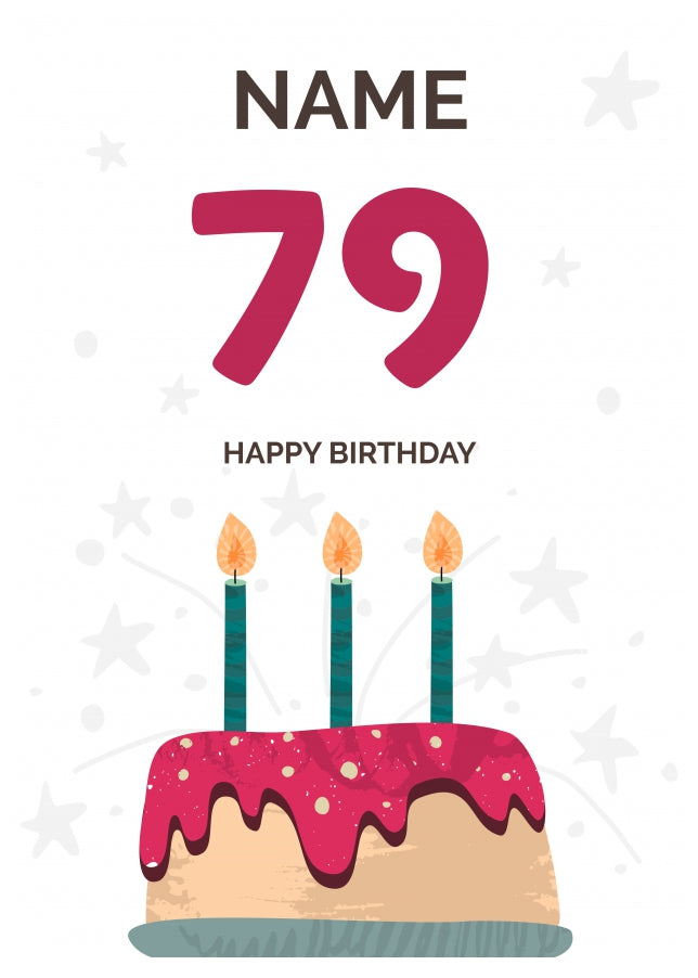 Happy 79th Birthday Card - Fun Birthday Cake Design