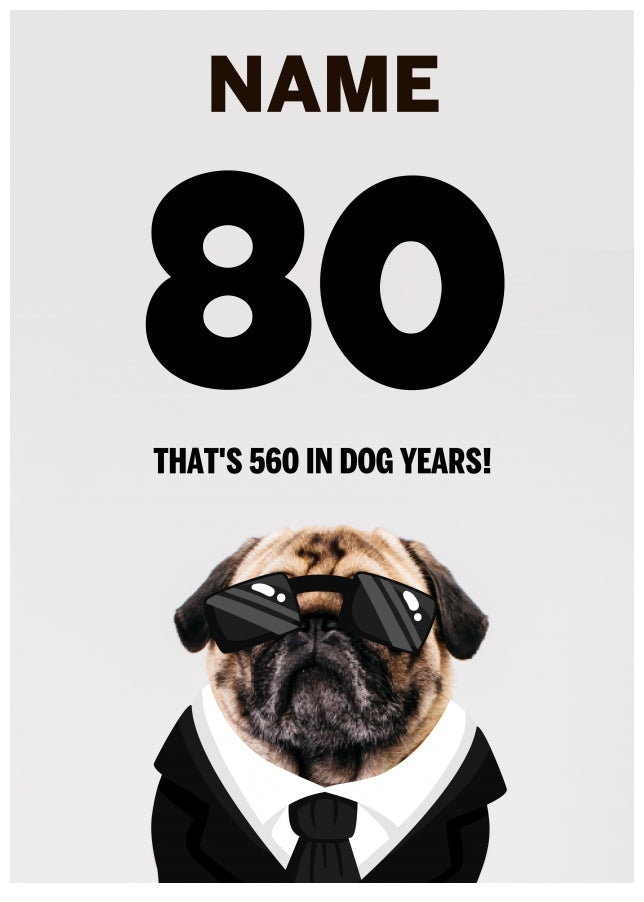 Happy 80th Birthday Card - 80 is 560 in Dog Years!