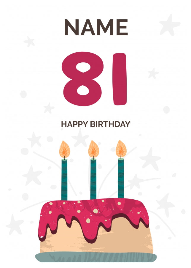 Happy 81st Birthday Card - Fun Birthday Cake Design