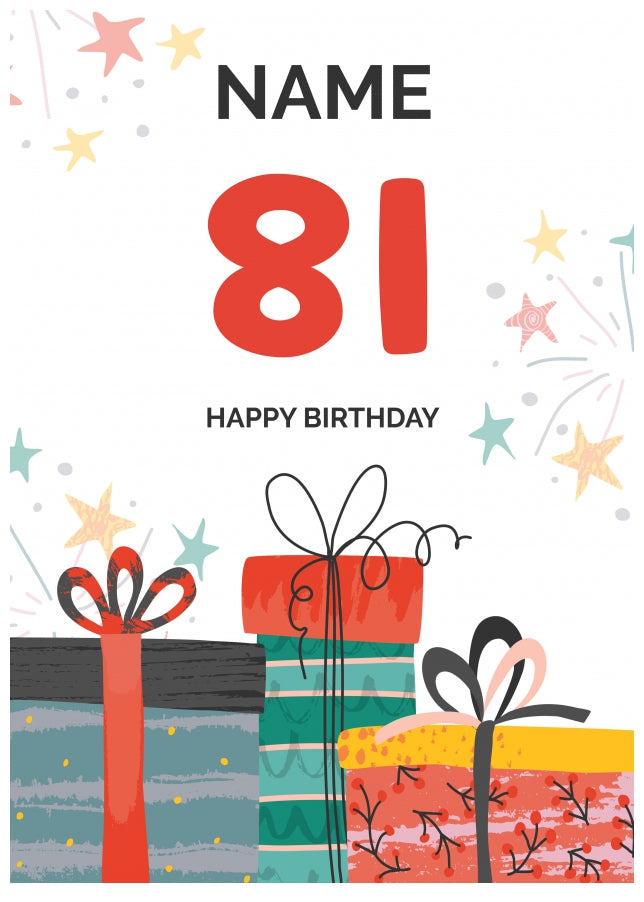 Happy 81st Birthday Card - Fun Presents Design