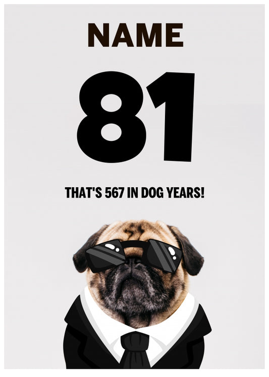 Happy 81st Birthday Card - 81 is 567 in Dog Years!