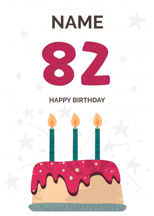 Happy 82nd Birthday Card - Fun Birthday Cake Design