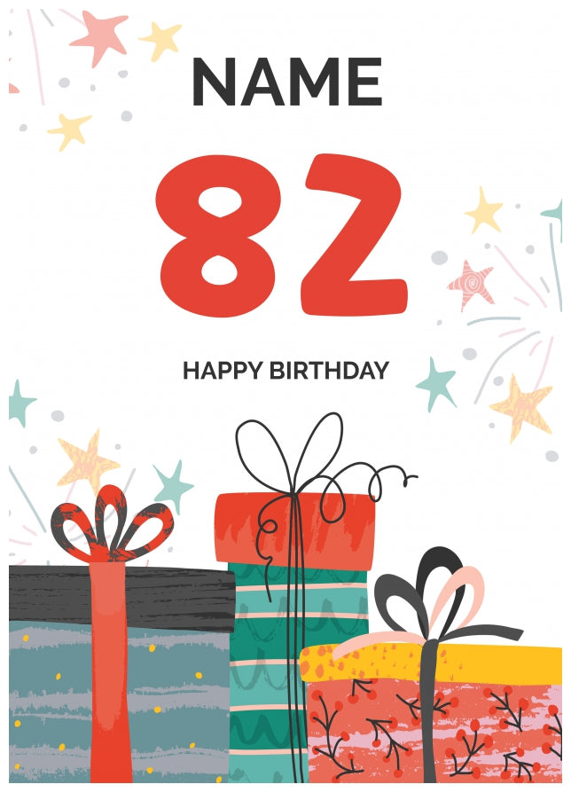 Happy 82nd Birthday Card - Fun Presents Design