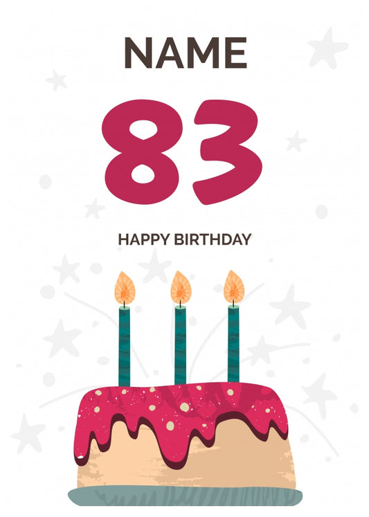 Happy 83rd Birthday Card - Fun Birthday Cake Design