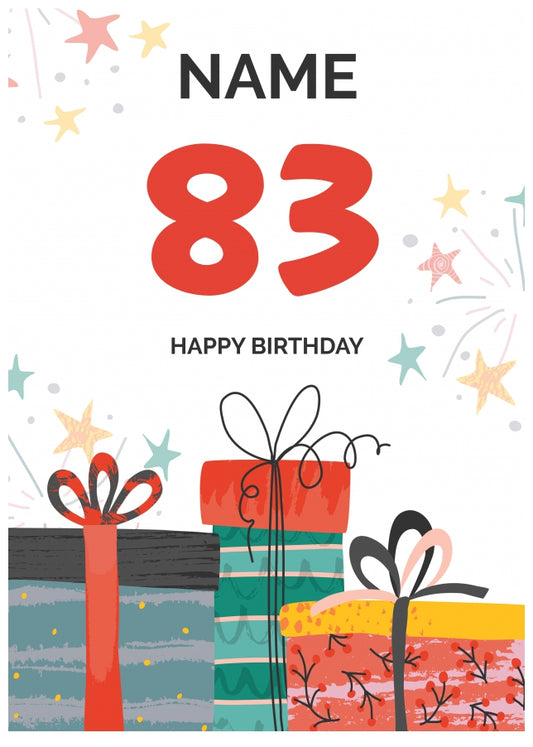 Happy 83rd Birthday Card - Fun Presents Design