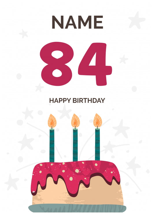 Happy 84th Birthday Card - Fun Birthday Cake Design