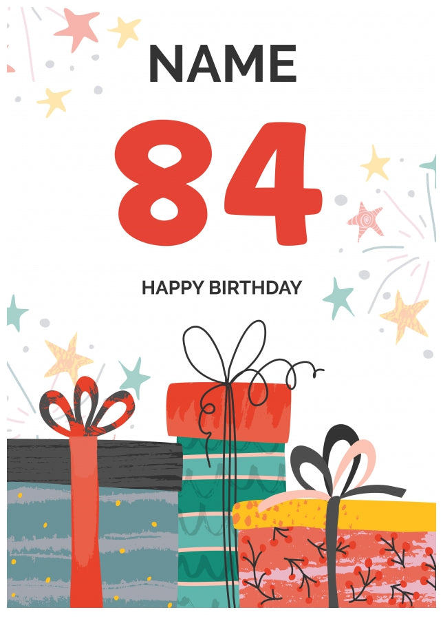 Happy 84th Birthday Card - Fun Presents Design