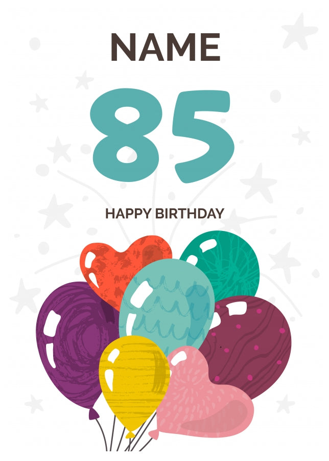 Happy 85th Birthday Card - Fun Balloons Design