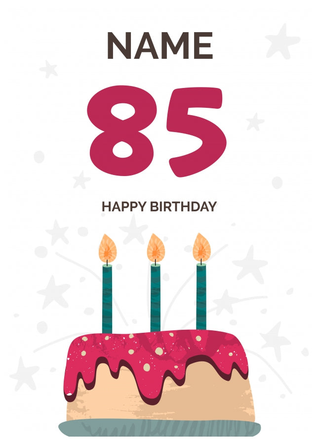 Happy 85th Birthday Card - Fun Birthday Cake Design