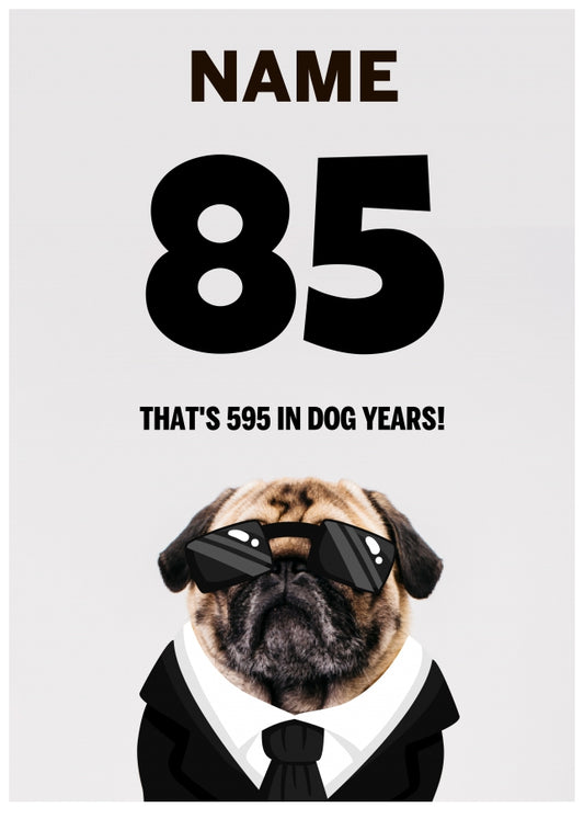 Happy 85th Birthday Card - 85 is 595 in Dog Years!