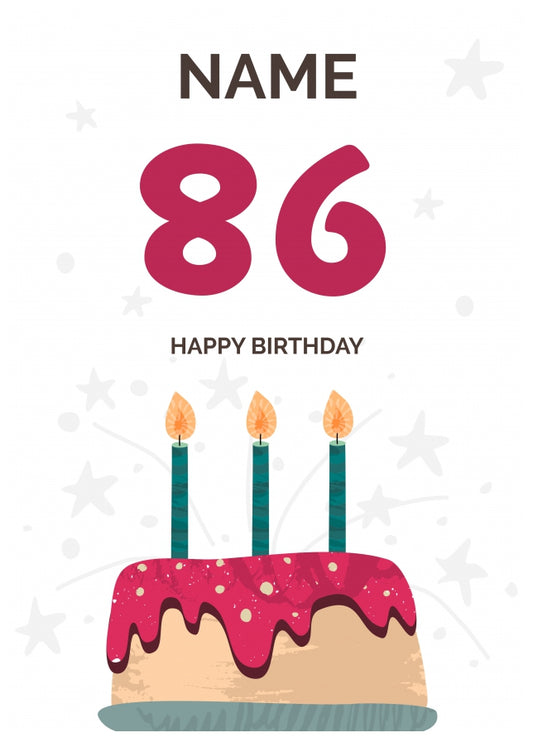 Happy 86th Birthday Card - Fun Birthday Cake Design