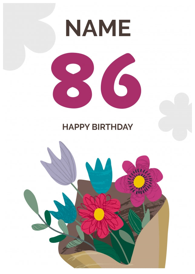 Happy 86th Birthday Card - Bouquet of Flowers