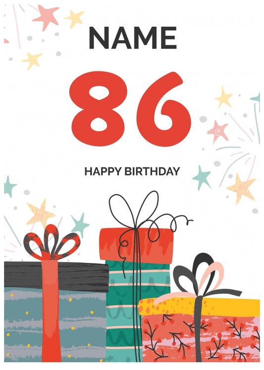 Happy 86th Birthday Card - Fun Presents Design