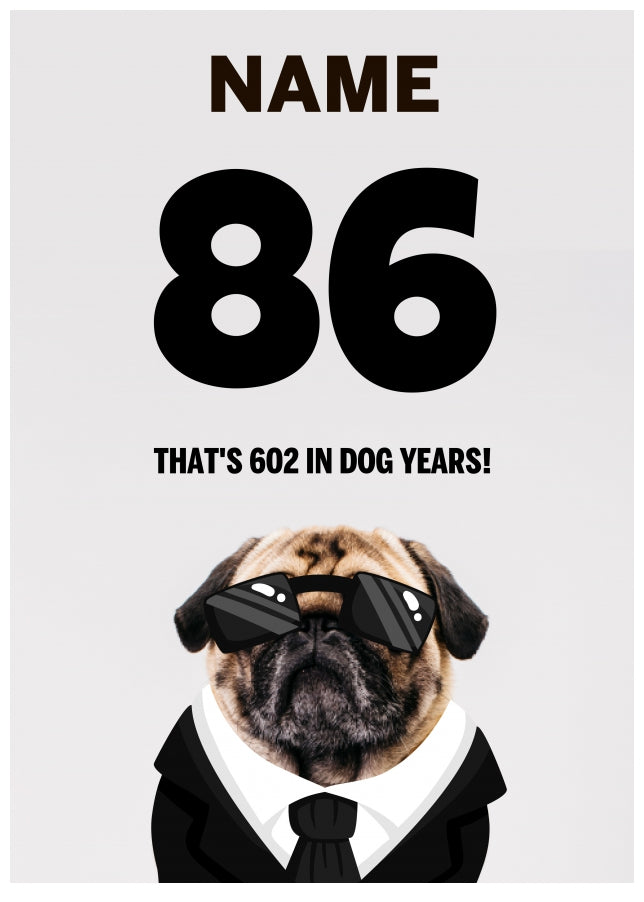 Happy 86th Birthday Card - 86 is 602 in Dog Years!