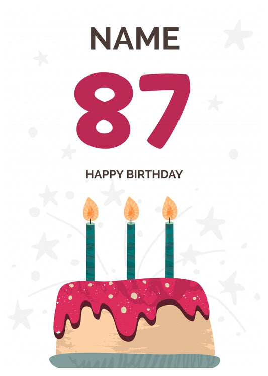 Happy 87th Birthday Card - Fun Birthday Cake Design