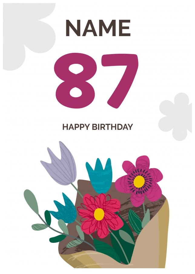 Happy 87th Birthday Card - Bouquet of Flowers