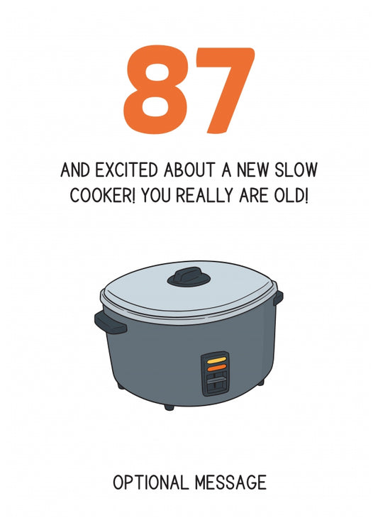 Happy 87th Birthday Card - Excited About a Slow Cooker!