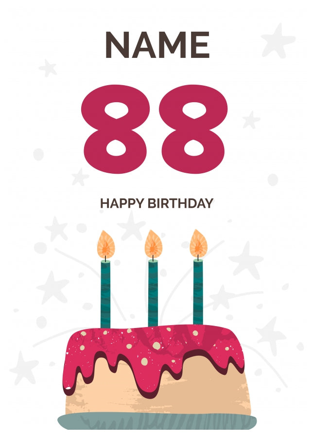 Happy 88th Birthday Card - Fun Birthday Cake Design