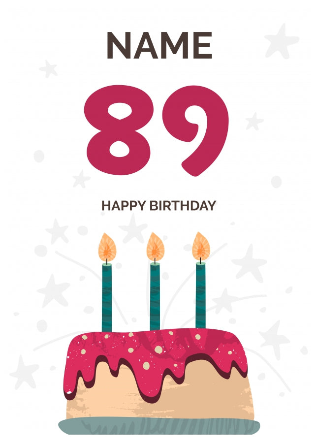 Happy 89th Birthday Card - Fun Birthday Cake Design