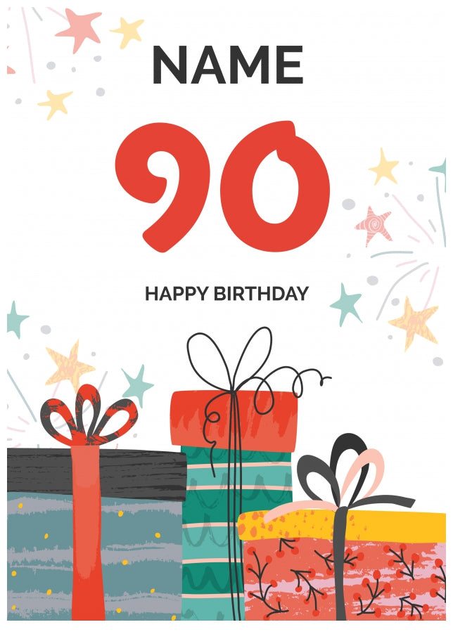 Happy 90th Birthday Card - Fun Presents Design