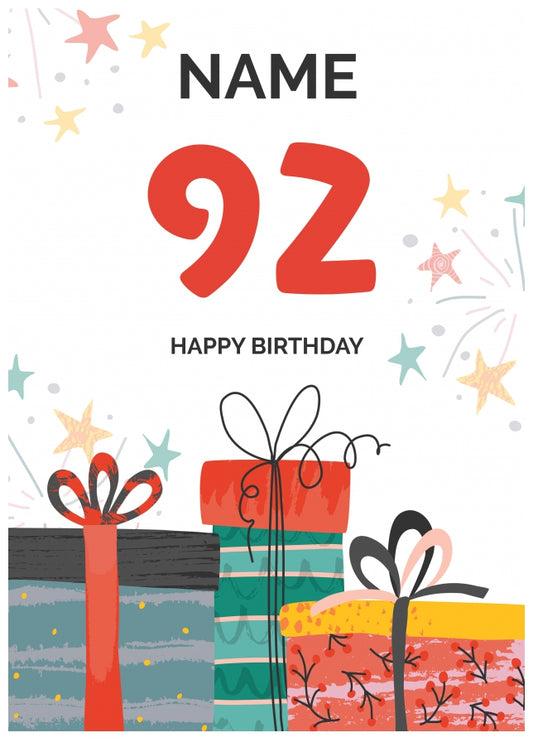 Happy 92nd Birthday Card - Fun Presents Design