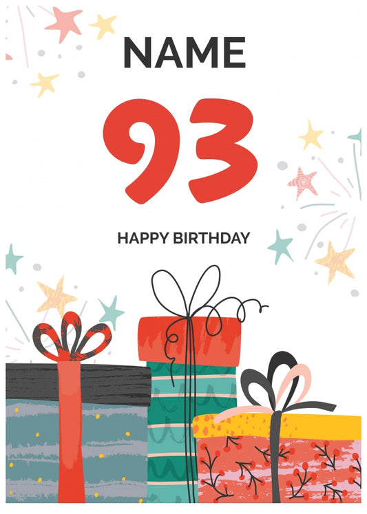 Happy 93rd Birthday Card - Fun Presents Design