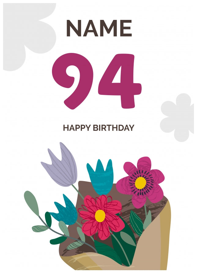 Happy 94th Birthday Card - Bouquet of Flowers