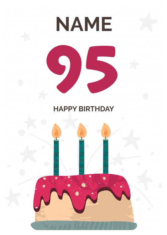 Happy 95th Birthday Card - Fun Birthday Cake Design