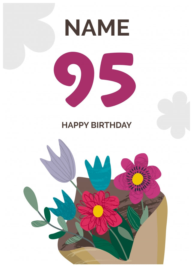 Happy 95th Birthday Card - Bouquet of Flowers