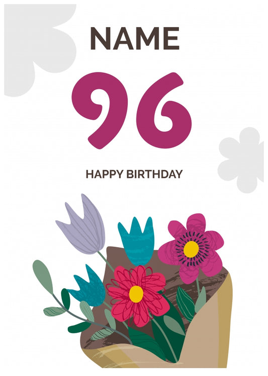 Happy 96th Birthday Card - Bouquet of Flowers