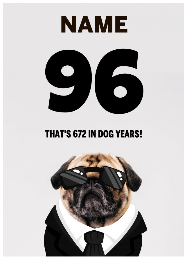 Happy 96th Birthday Card - 96 is 672 in Dog Years!