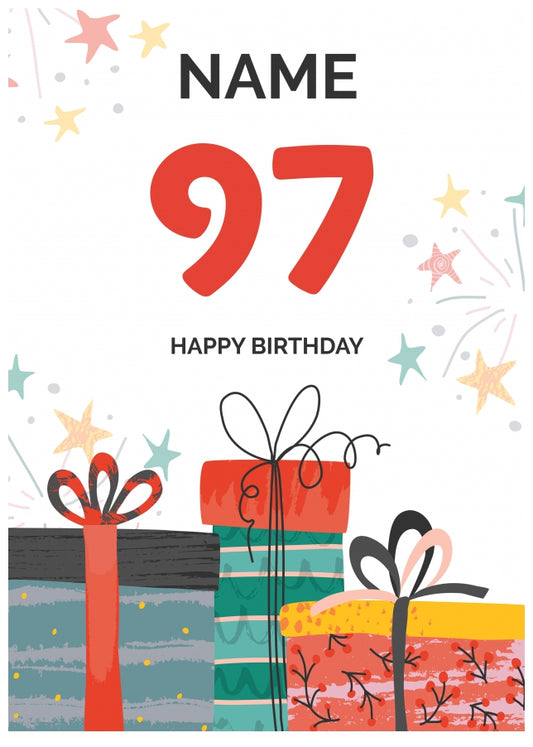 Happy 97th Birthday Card - Fun Presents Design