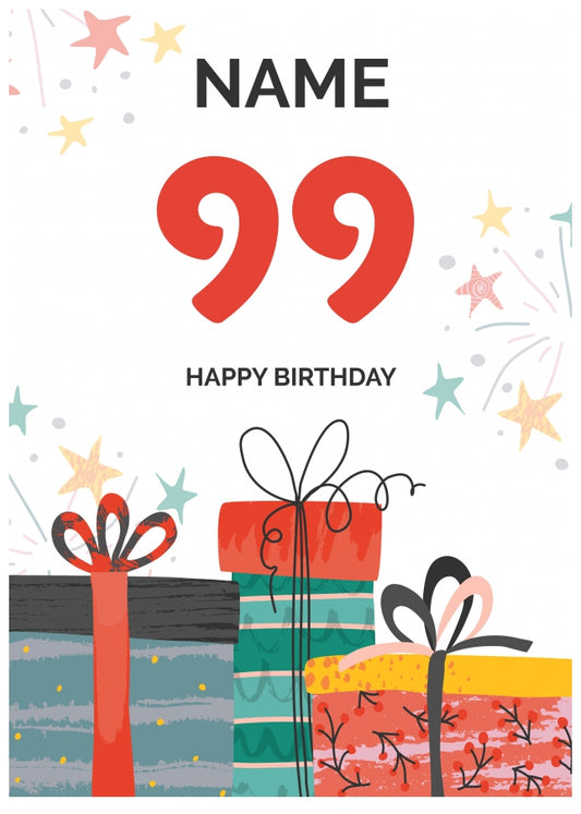 Happy 99th Birthday Card - Fun Presents Design