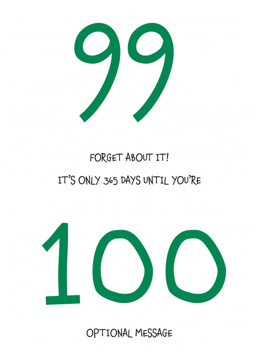 Happy 99th Birthday Card - Forget about it!